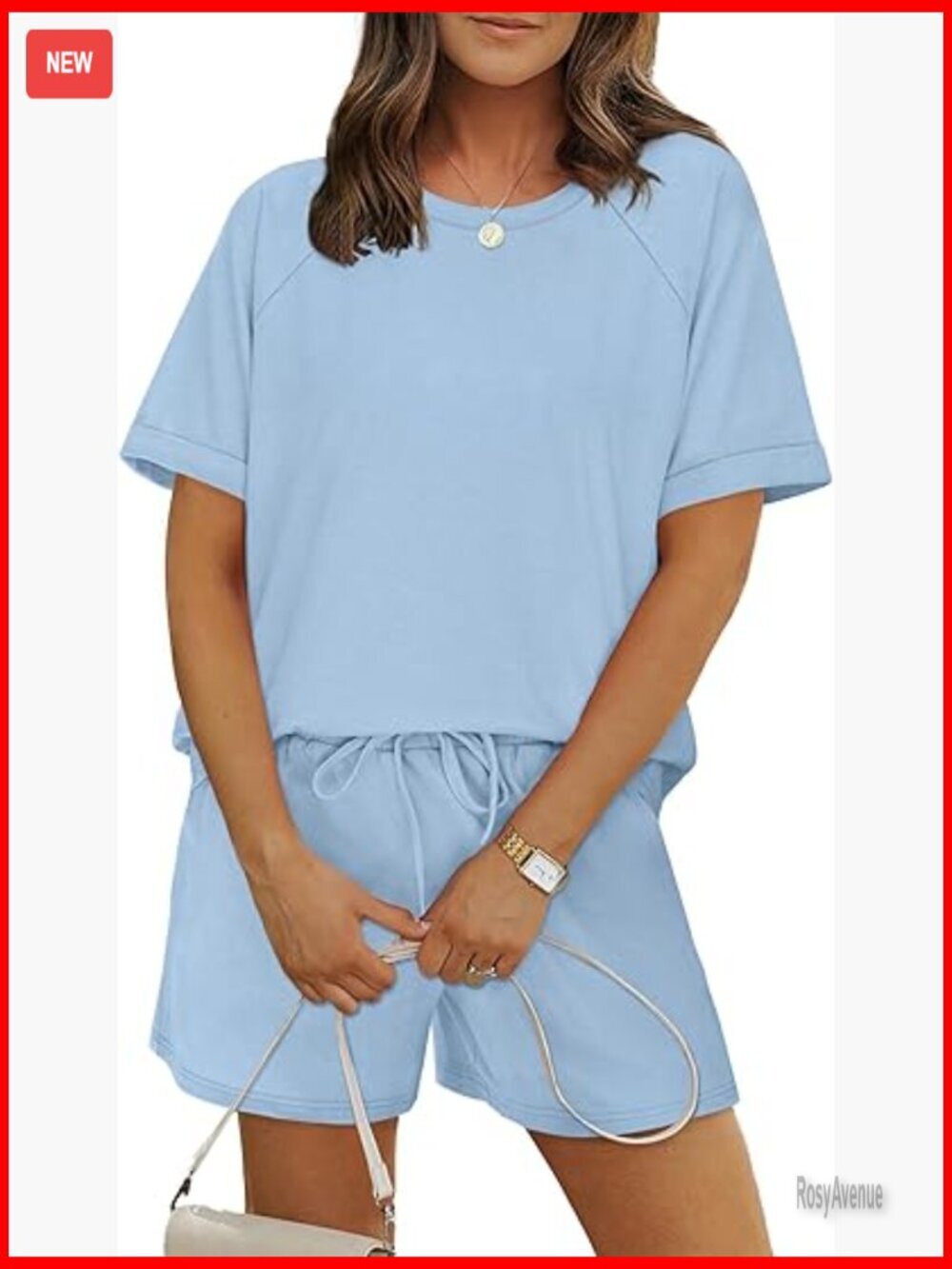 Two Piece Short Set Women Casual Summer Lounge Matching Outfit Short Sleeve